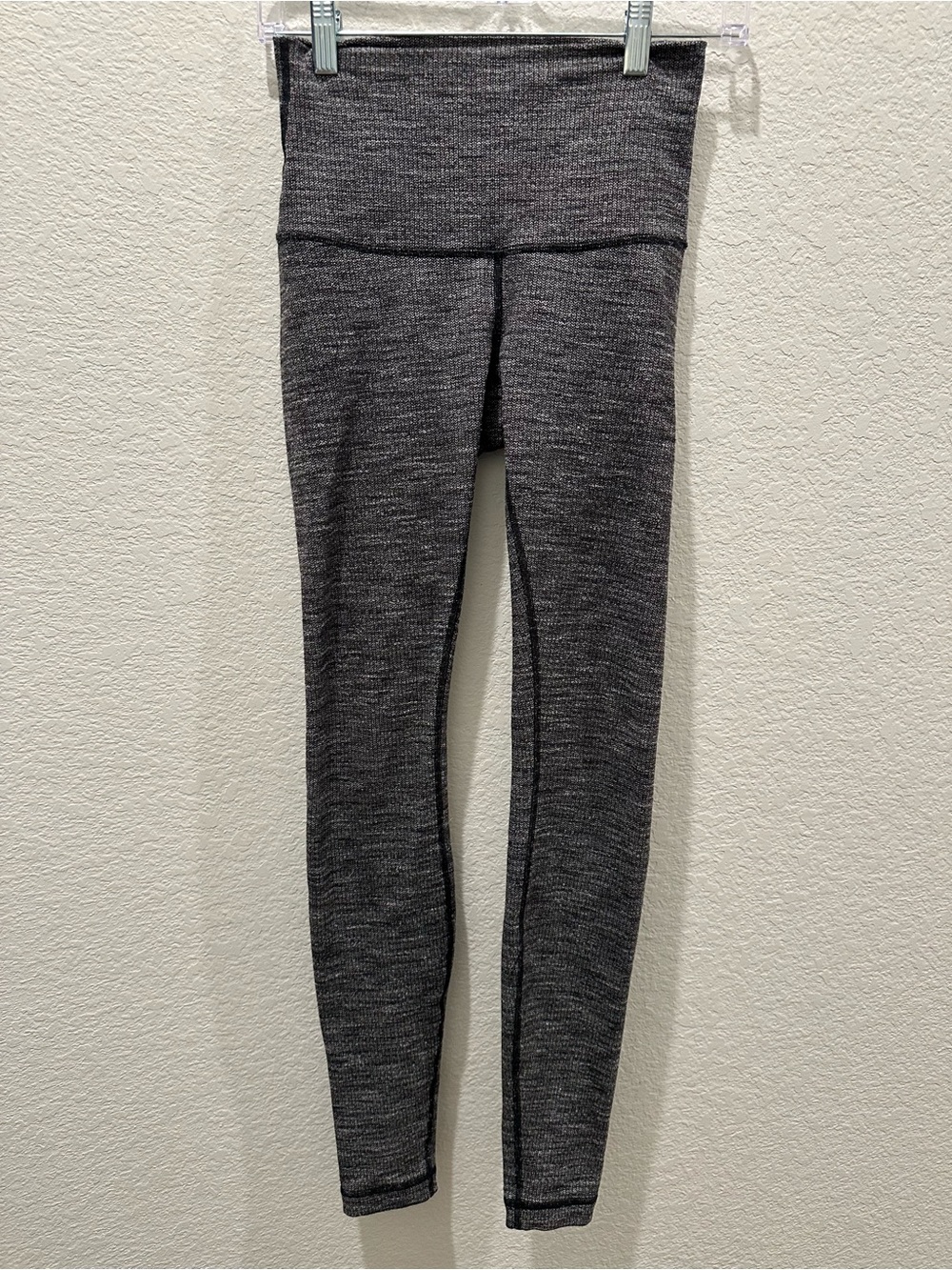 Lululemon High Rise Leggings Black White Space Dye Herringbone Yoga Pants 27in